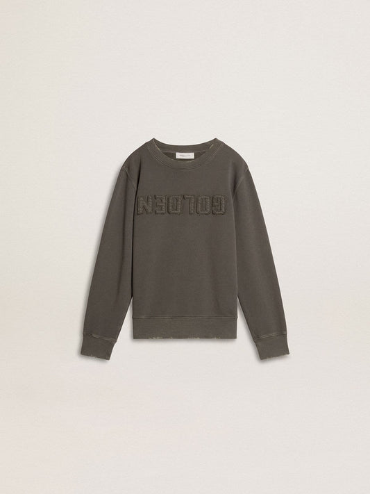 Golden Goose Kids’ gray sweatshirt with raised logo