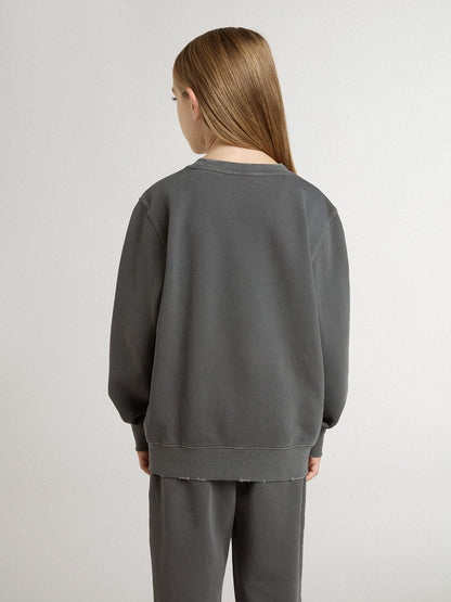 Golden Goose Kids’ gray sweatshirt with raised logo