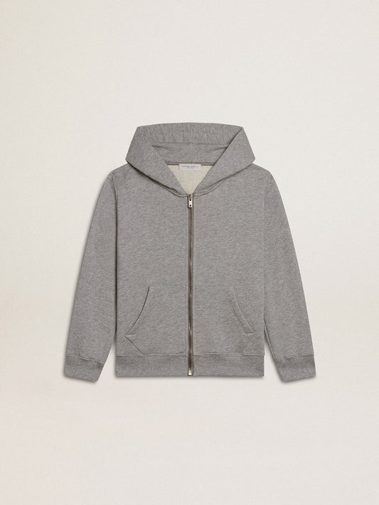 Golden Goose Gray melange hooded sweatshirt with print on the back
