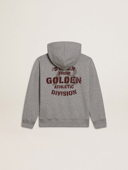 Golden Goose Gray melange hooded sweatshirt with print on the back