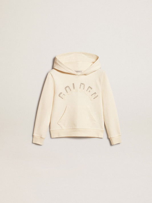 Golden Goose Hooded sweatshirt in aged white with patches