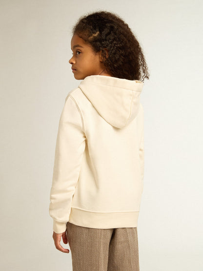 Golden Goose Hooded sweatshirt in aged white with patches