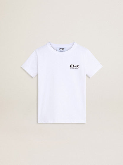 Golden Goose White T-shirt with contrasting black logo and star