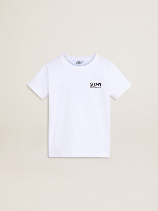 Golden Goose White T-shirt with contrasting black logo and star