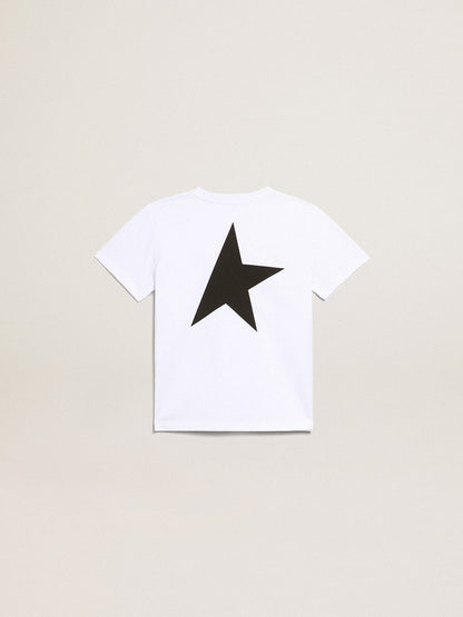 Golden Goose White T-shirt with contrasting black logo and star