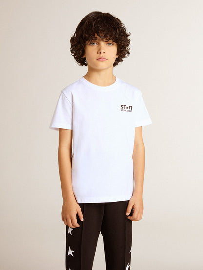 Golden Goose White T-shirt with contrasting black logo and star