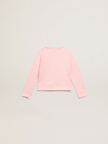 Golden Goose Pink sweatshirt with maxi star in silver glitter on the front
