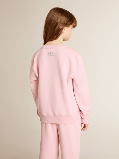 Golden Goose Pink sweatshirt with maxi star in silver glitter on the front