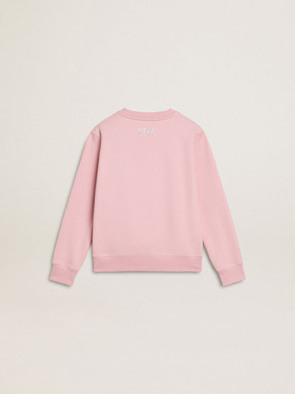 Golden Goose Pink sweatshirt with maxi star in silver glitter on the front