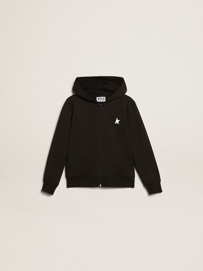 Golden Goose Black hooded sweatshirt with contrasting white star and logo