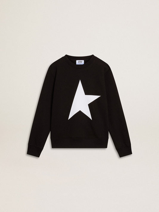 Golden Goose Boys’ black sweatshirt with white maxi star on the front