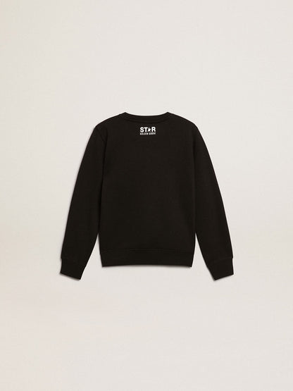Golden Goose Boys’ black sweatshirt with white maxi star on the front