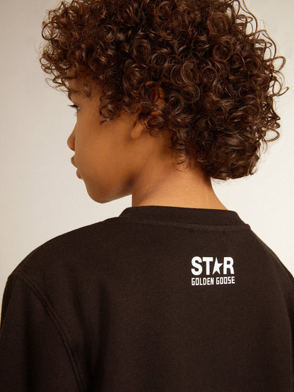Golden Goose Boys’ black sweatshirt with white maxi star on the front