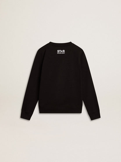 Golden Goose Boys’ black sweatshirt with white maxi star on the front