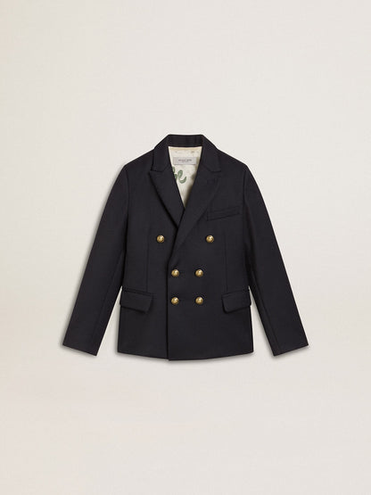 Golden Goose Boys' dark blue double-breasted blazer