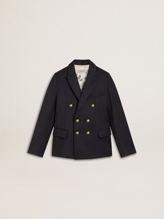 Golden Goose Boys' dark blue double-breasted blazer