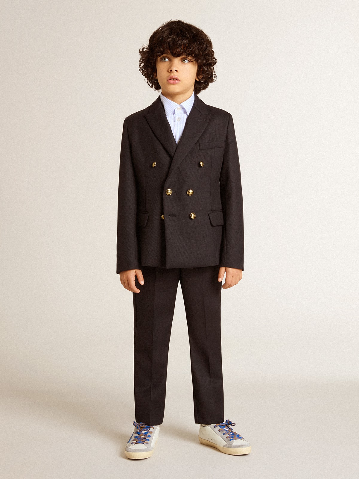 Golden Goose Boys' dark blue double-breasted blazer