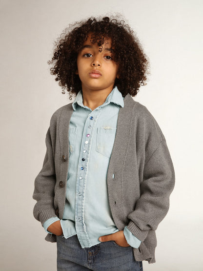 Golden Goose Gray cotton cardigan with logo on the back