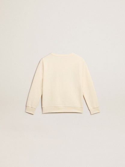 Golden Goose Sweatshirt in aged white with multicolor Golden lettering on the front