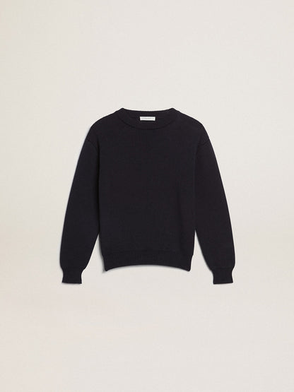 Golden Goose Round-neck sweater in dark blue cotton