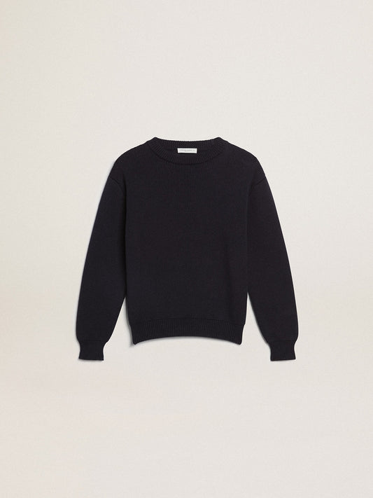 Golden Goose Round-neck sweater in dark blue cotton