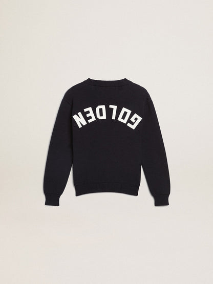 Golden Goose Round-neck sweater in dark blue cotton