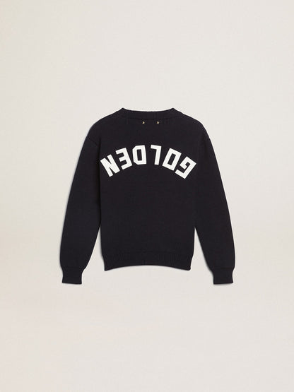 Golden Goose Round-neck sweater in dark blue cotton