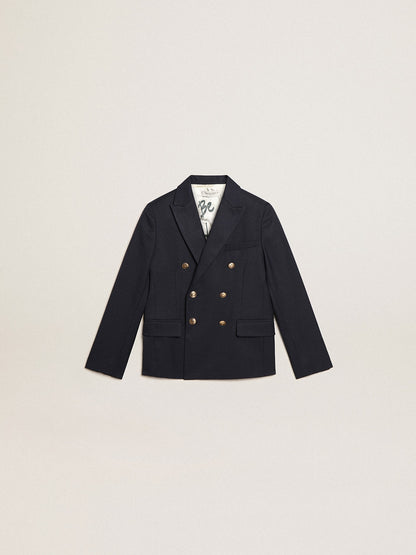 Golden Goose Boys’ dark blue double-breasted buttoned blazer