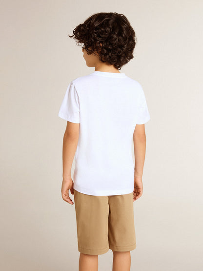Golden Goose Boys' white T-shirt with multicolored Golden print