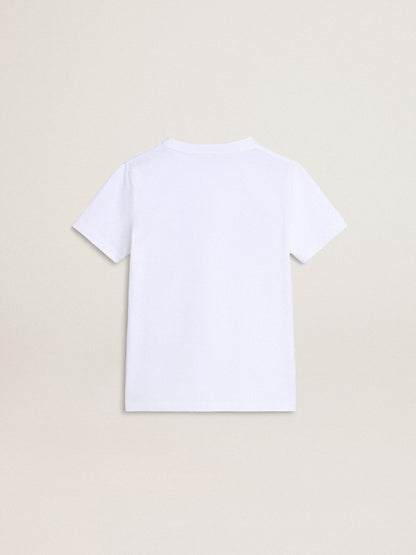 Golden Goose Boys' white T-shirt with multicolored Golden print