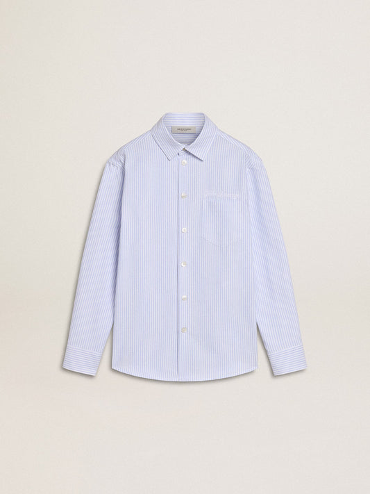 Golden Goose Girls’ striped shirt with embroidered lettering on the pocket