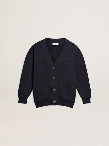 Golden Goose Dark blue cotton cardigan with logo on the back