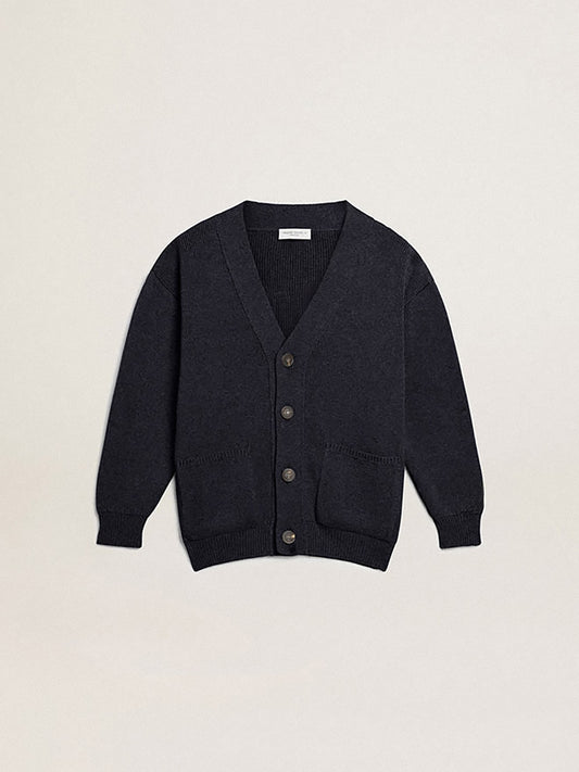 Golden Goose Dark blue cotton cardigan with logo on the back