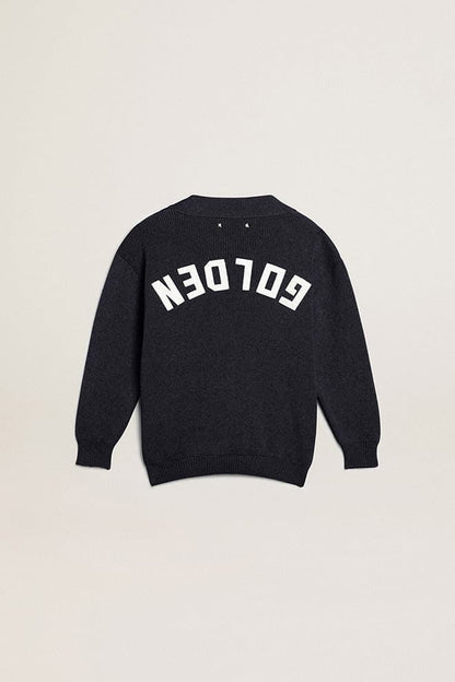 Golden Goose Dark blue cotton cardigan with logo on the back