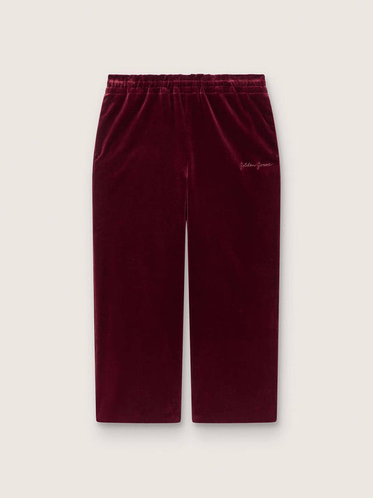 Golden Goose Girls’ burgundy velvet-effect pants with rear pocket