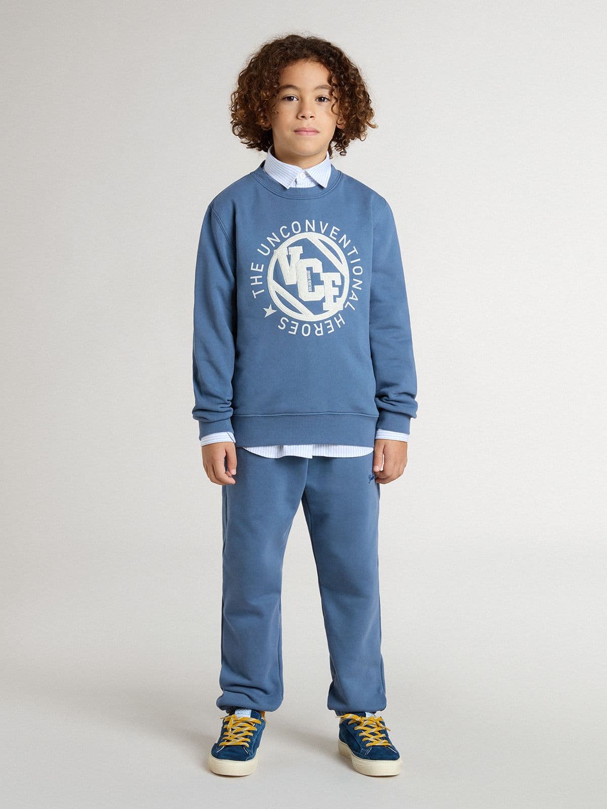Golden Goose Kids’ blue joggers with embroidery