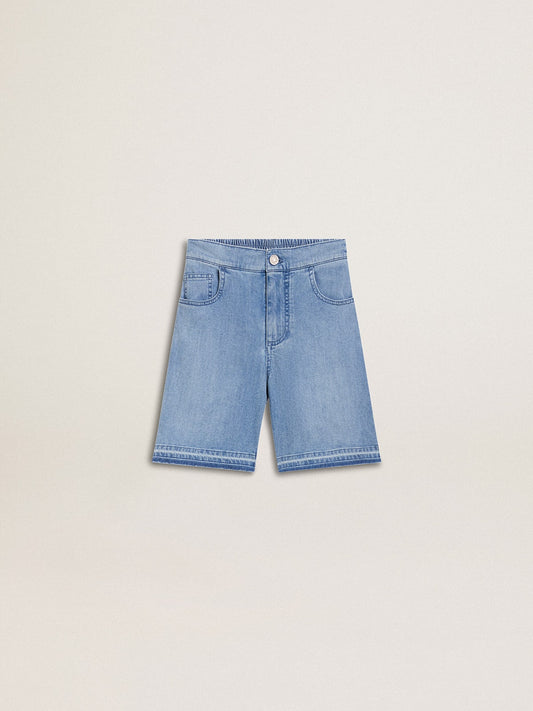 Golden Goose Kids’ denim shorts with embroidery on the back