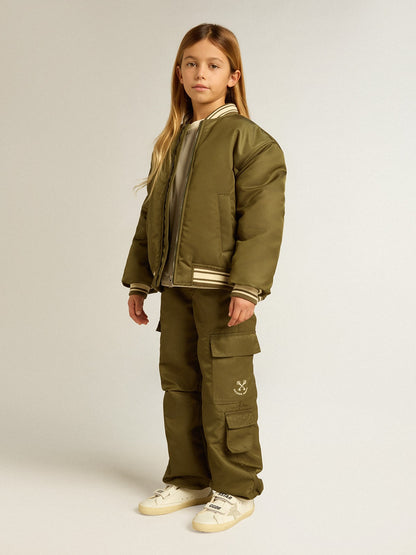 Golden Goose Kids cargo pants in military green