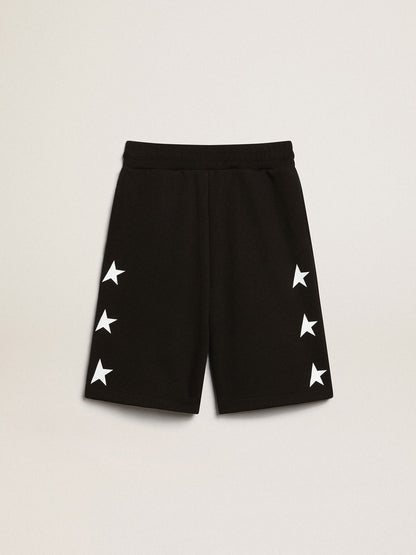 Golden Goose Boys’ black Bermuda shorts with white stars