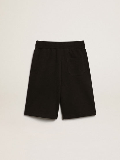 Golden Goose Boys’ black Bermuda shorts with white stars