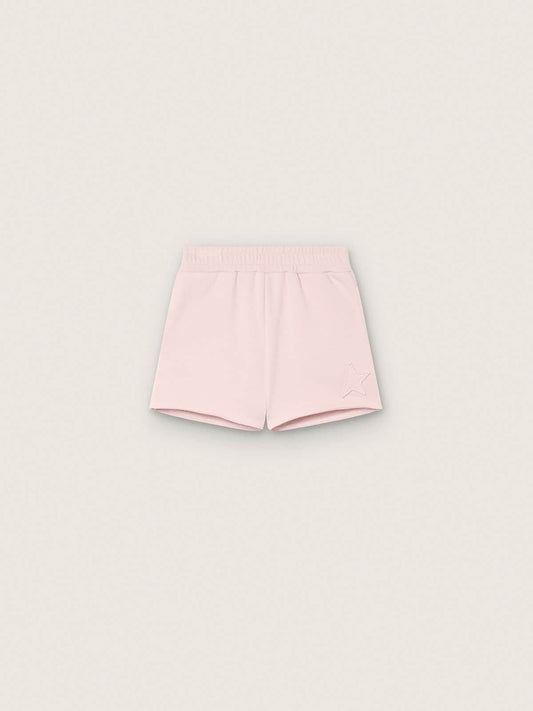 Golden Goose Star girls’ shorts in pink cotton with patch and logo