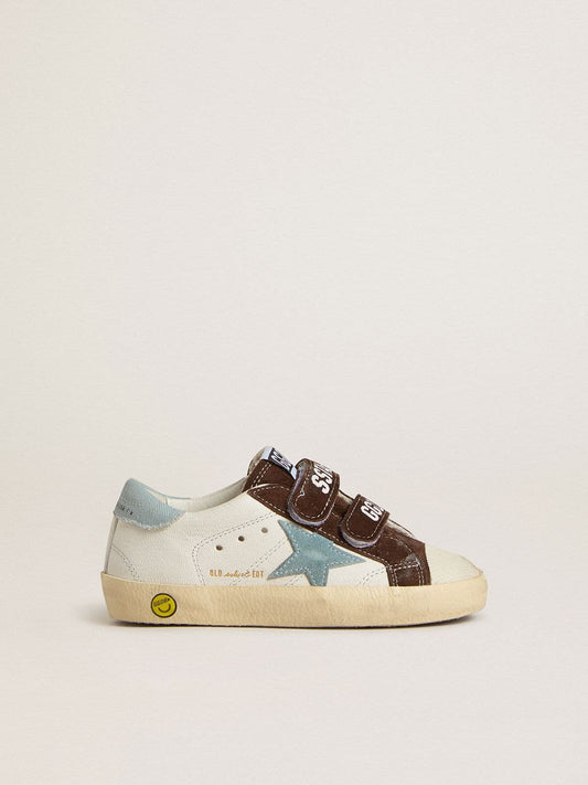 Golden Goose Junior Old School in nappa with light blue suede star and brown suede inserts