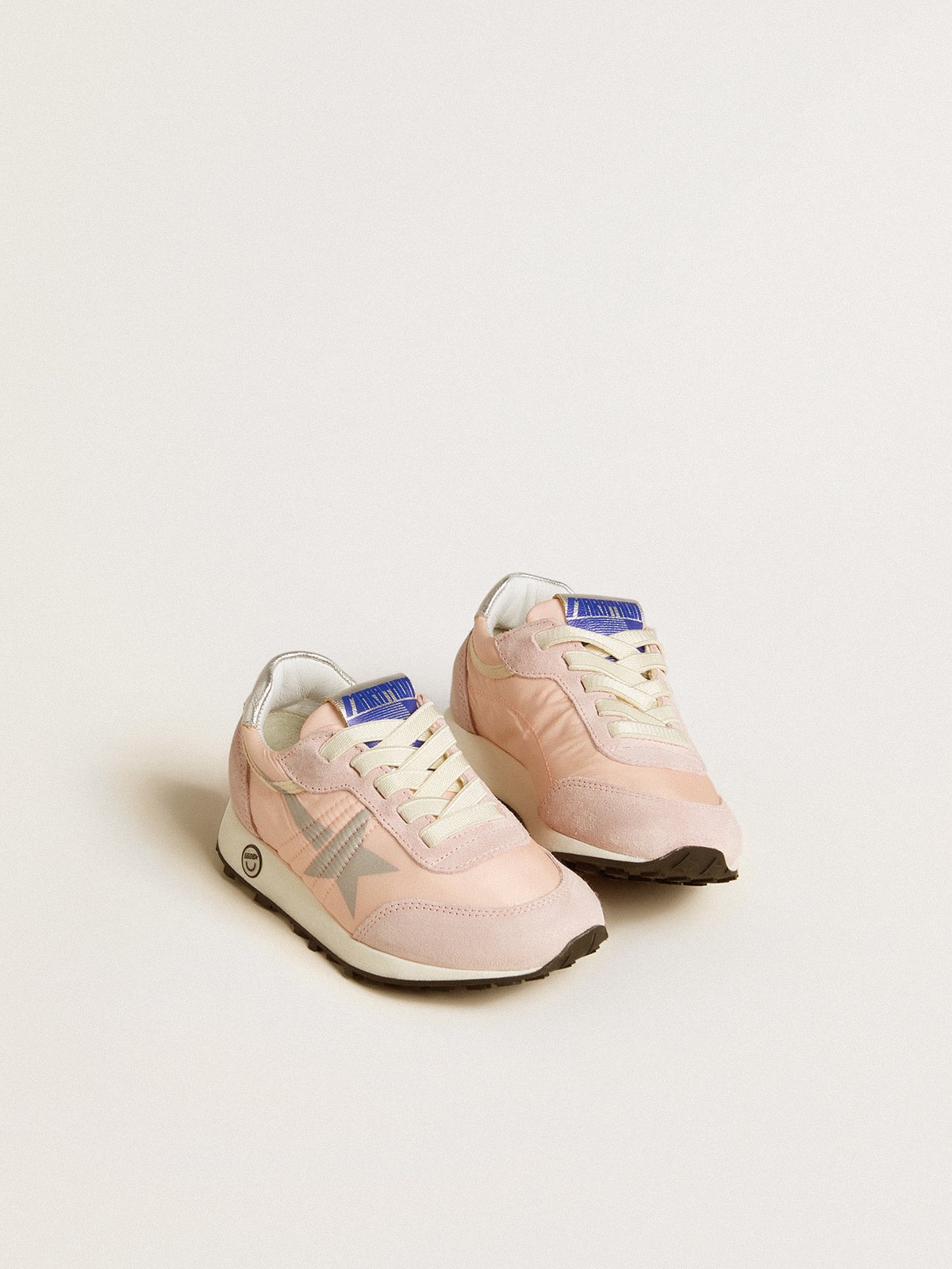 Golden Goose Marathon Junior in pink nylon with printed star and leather heel tab