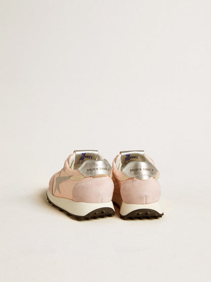 Golden Goose Marathon Junior in pink nylon with printed star and leather heel tab