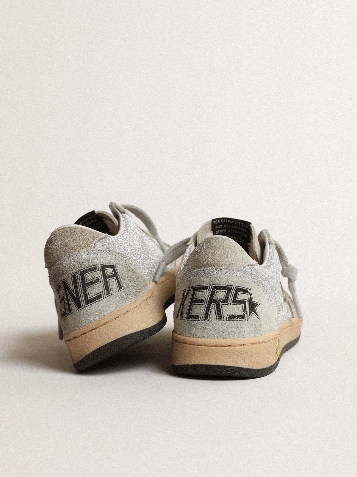 Golden Goose Ball Star Junior in glitter with ice-gray suede inserts