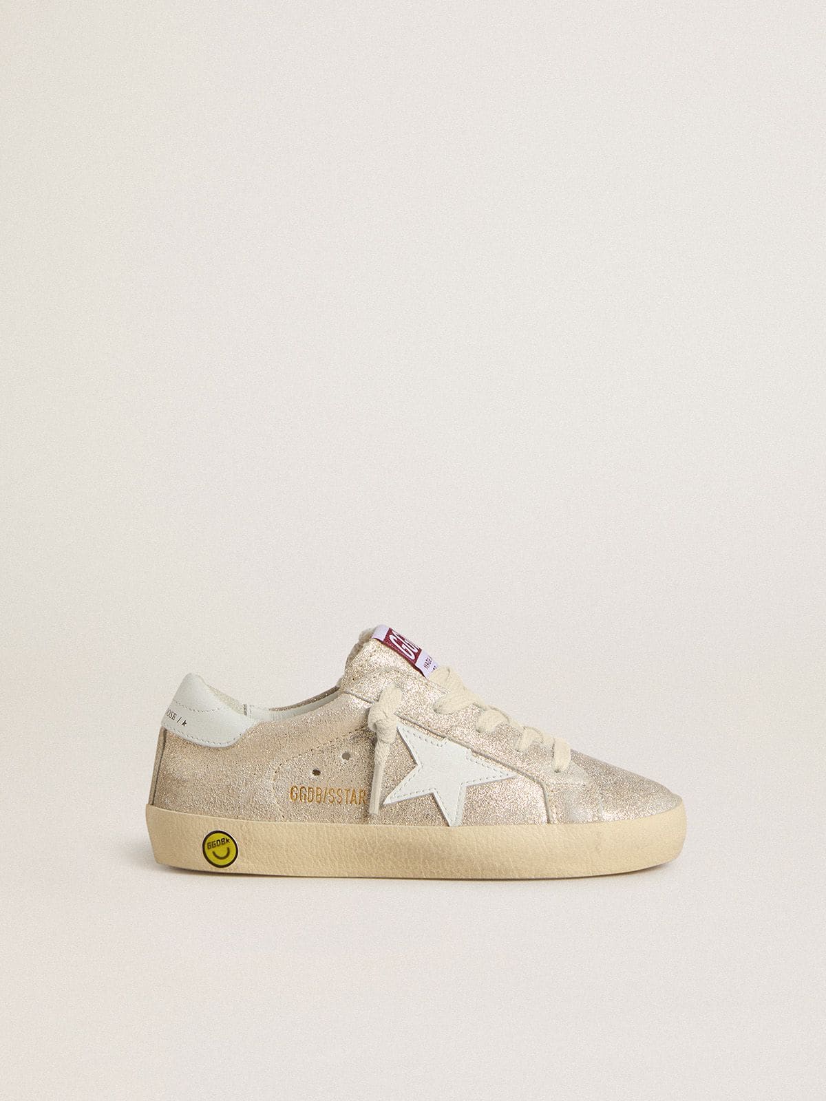 Golden Goose Junior Super-Star in sand-colored laminated-effect suede with white leather star