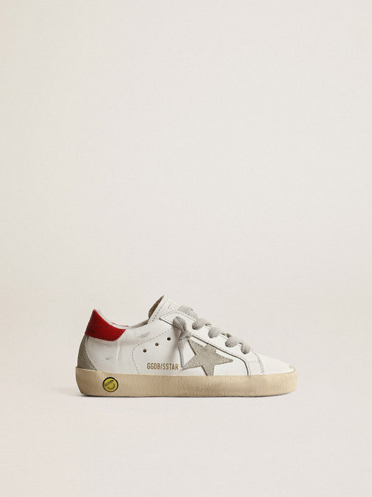 Golden Goose Super-Star Junior with suede star and red leather heel tab
