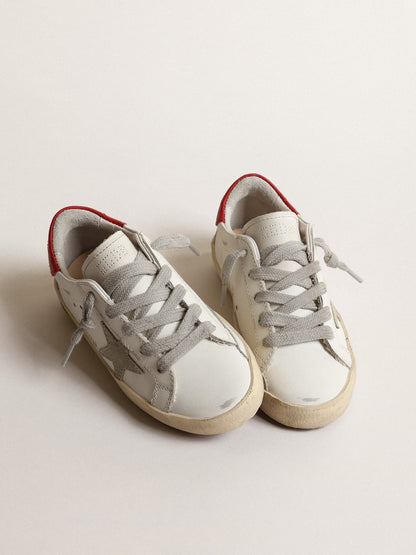Golden Goose Super-Star Junior with suede star and red leather heel tab