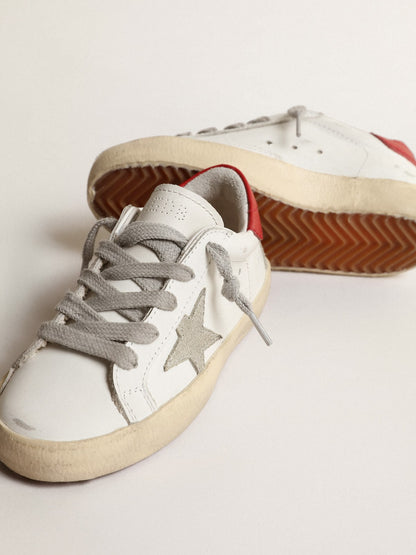 Golden Goose Super-Star Junior with suede star and red leather heel tab