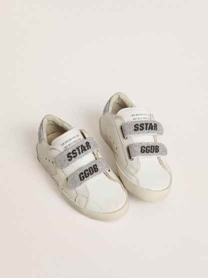 Golden Goose Junior Old School with silver Swarovski crystal heel tab and straps